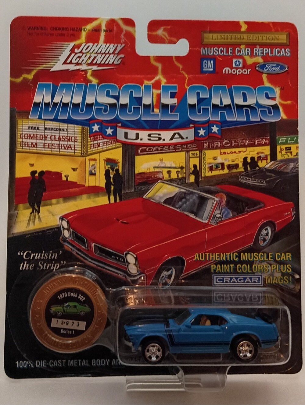 1995 Johnny Lightning MUSCLE CARS USA Series 1 1970 Ford Mustang Boss 302 Blue!
